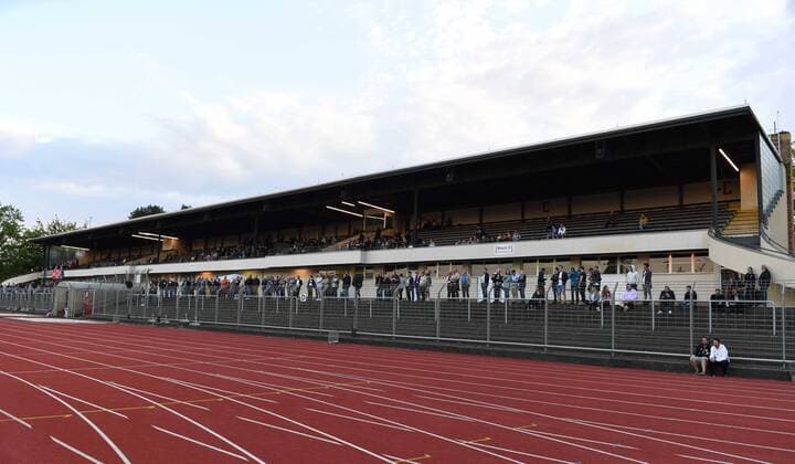 Soccer, Men, Season 2018 2019, NOFV Oberliga Nord 25 Matchday , Tennis Borussia Brandenburger SC Süd 05 4 0 , View of the main stand in Mommsenstadion, 26 04 2019, Copyright: xMatthiasxKochx