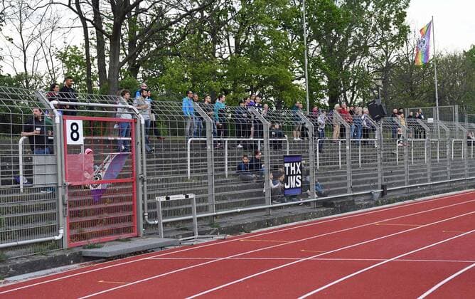 Soccer, Men, Season 2018 2019, NOFV Oberliga Nord 25 Matchday , Tennis Borussia Brandenburger SC Süd 05 4 0 , View of the empty back straight in Mommsenstadion, 26 04 2019, Copyright: xMatthiasxKochx