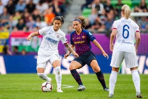 190518 Dzsenifer Marozsan of Lyon and Alexia of Barcelona during the UEFA Women s Champions League final match between Lyon and Barcelona on May 18, 2019 in Budapest Photo Jon Olav Nesvold BILDBYRAN kod JE 160443,  Copyright: JONxOLAVxNESVOLD BB190518JE021