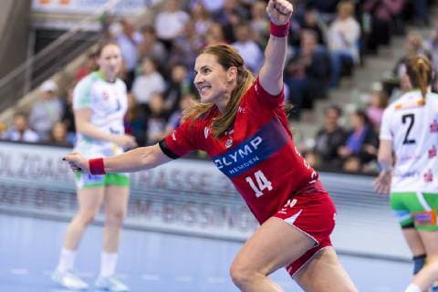 Ludwigsburg, Germany 18 May 2019 HBF 18 19 SG BBM Bietigheim vs Frisch Auf Goeppingen Karolina Kudlacz Gloc Bietigheim Jubel Freude Emotion Ludwigsburg MHP Arena Baden Württemberg Germany