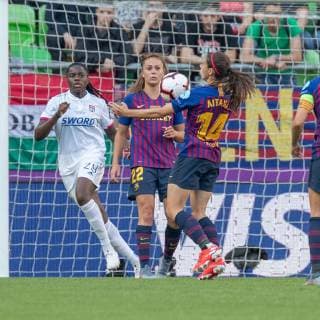 v li Griedge M Bock Bathy Olympique Lyon, 29 , Lieke Martens FC Barcelona, 22 , Aitana Bonmati FC Barcelona, 14 Action, action, 18 05 2019, Budapest, Football, Women, UEFA Womens Champions League, Olympique Lyon FC Barcelona xprx