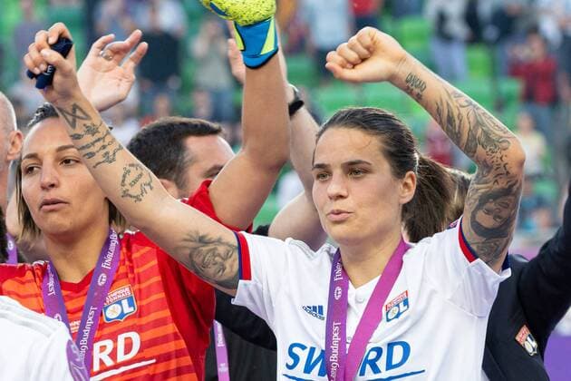 Dzsenifer Marozsan Olympique Lyon, 10 celebrates the renewed title Jubel, celebration, 18 05 2019, Budapest, Football, Women, UEFA Women s Champions League, Olympique Lyon FC Barcelona, 18 05 2019 xprx