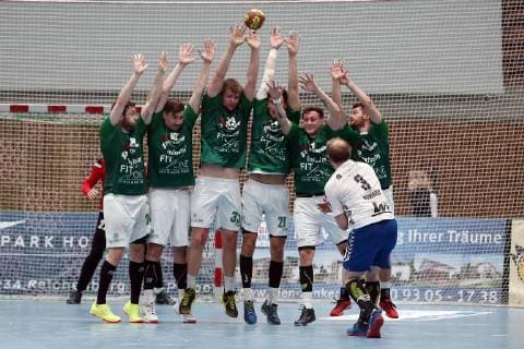 from left Max Bauer DJK Rimpar Wolves , Lukas Böhm DJK Rimpar Wolves , Michael Schulz DJK Rimpar Wolves , Philipp Meyer DJK Rimpar Wolves , Patrick Schmidt DJK Rimpar Wolves , Eric Meinhardt EHV Aue , Dominik Schömig DJK Rimpar Wolves , 18 05 2019, Würzburg, DKB 2 Handball Bundesliga, DJK Rimpar Wolves EHV Aue xfskrx