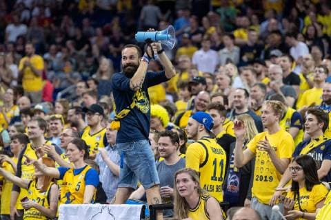 Basketball Berlin 18 05 2019 easyCredit BBL 1 Bundesliga Season 2018 2019 Playoffs Quarterfinals Match 1 Alba Berlin ratiopharm Ulm Block212 fans Alba