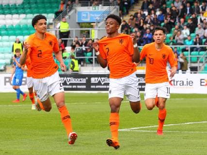 Netherlands v Italy UEFA EURO, EM, Europameisterschaft,Fussball U17, U 17 Championship Final Sontje Hansen of Netherlands celebrates after scoring a goal during the UEFA Euro U17 Championship Final at Tallaght Stadium, Tallaght Content Not Available For UK Newspapers Copyright: xYannisxHalasx FIL-13275-0008