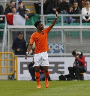 19th May 2019, Tallaght Stadium, Dublin, Ireland; UEFA Under 17 European Football Championships Final, Netherlands versus Italy; Sontje Hansen of Netherlands celebrates scoring the opening goal for 1 - 0  ActionPlus12136170 PeterxFitzpatrick