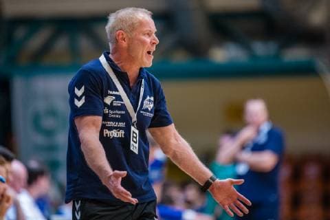 Coach Uwe Jungandreas Dessau Rosslauer HV 06 during the match in the Handball 2 Bundesliga Men Season 2018 2019 between Dessau Rosslauer HV 06 and TSV Bayer Dormagen in the Anhalt Arena on 19 May 2019 in Dessau Rosslau, Saxony Anhalt, Germany