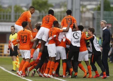 19th May 2019, Tallaght Stadium, Dublin, Ireland; UEFA Under 17 European Football Championships Final, Netherlands versus Italy; Naci & xdc;n& xfc;var of Netherlands celebrates scoring his side 4th goal  ActionPlus12136317 PeterxFitzpatrick