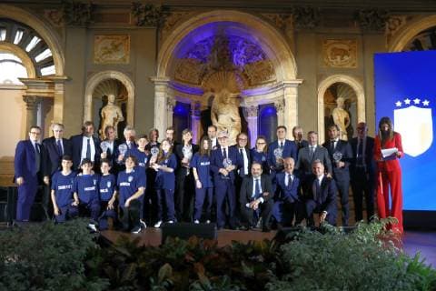 Photo Marco Bucco LaPresse May 20, 2019 Firenze , Italy soccer Awards & x201c;Hall of Fame& x201d; - 500 Hall, Palazzo Vecchio. In the pic: The group of winners  Copyright: xMarcoxBucco LaPressex