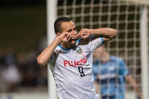 Kawasaki Frontale player Leandro Damiao celebrates scoring a goal during the AFC Champions League match between Sydney FC and Kawasaki Frontale at Jubilee Stadium, Kogarah, Australia on 21 May 2019. Copyright: xPeterxDovganx 24090013