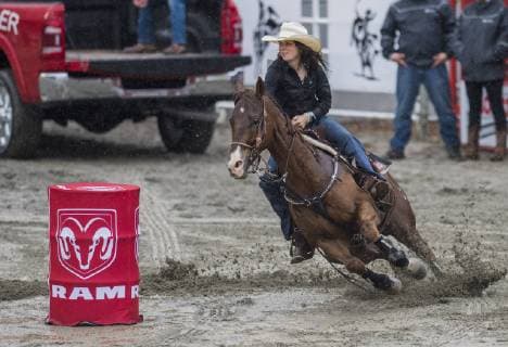 May 20, 2019 - Surrey, British Columbia, Canada - MARIAH MANNERING from Quesnel BC rides in the barrel racing competition to finish 4th with a time of 16.171 seconds at the Cloverdale Invitational Rodeo on May 20 2019 in Surrey, BC. The Cloverdale Invitational Rodeo 2019 - ZUMAg236 20190520_spo_g236_050 Copyright: xCaraxGrimshawx