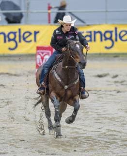 May 20, 2019 - Surrey, British Columbia, Canada - MARY WALKER from Ennis TX rides in the barrel racing competition at the Cloverdale Invitational Rodeo on May 20 2019 in Surrey, BC. The Cloverdale Invitational Rodeo 2019 - ZUMAg236 20190520_spo_g236_102 Copyright: xCaraxGrimshawx