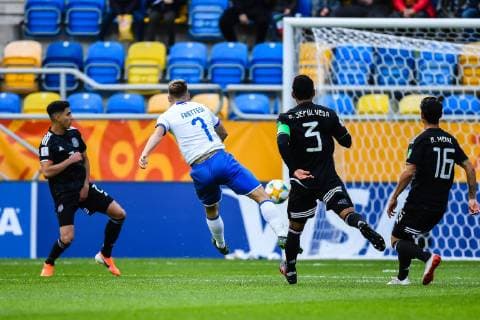 Davide Frattesi of Italy U20 scores during the FIFA U-20 World Cup Poland 2019 group B match between Mexico U20 and Italy U20 at Gdynia Stadium on May 23, 2019 in Gdynia, Poland FIFA U-20 World Cup Poland 2019 2018 2019 xVIxVIxImagesx xGerritxvanxKeulenxIVx 14540213
