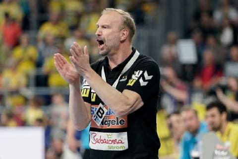 Hartmut Mayerhoffer coach, head coach, Göppingen , gives instructions, gesticulate, gesticulate with the arms, gives instructions, gesticulate, single picture, action, action, 23 05 2019, Mannheim, handball, DKB Bundesliga, Rhein Neckar Löwen FRISCH AUF Göppingen xozx