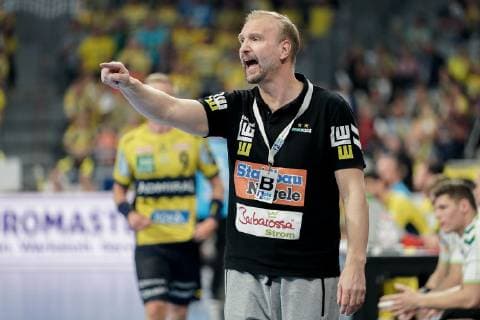 Hartmut Mayerhoffer coach, head coach, Göppingen , gives instructions, gesticulate, gesticulate with the arms, gives instructions, gesticulate, single picture, action, action, 23 05 2019, Mannheim, handball, DKB Bundesliga, Rhein Neckar Löwen FRISCH AUF Göppingen xozx
