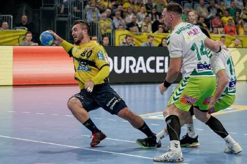 v li Jannik Kohlbacher RNL, 80 , Jacob Bagersted Göppingen, 14 , Ivan Sliskovic Göppingen, 19 , Action, Action, Game scene, 23 05 2019, Mannheim, Handball, DKB Bundesliga, Rhein Neckar Löwen FRISCH AUF Göppingen xozx