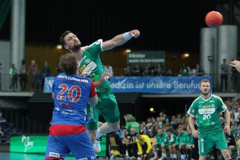 SC DHfK Leipzig vs. HC Erlangen, DKB HBL, 23 05 19 Handball, 1 Bundesliga, Season 2018 2019, 32 Matchday SC DHfK Leipzig vs. HC Erlangen on 23 05 19 in the Arena Leipzig Im Bild Andreas ROJEWSKI 5, DHfK Leipzig