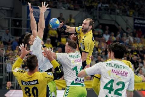 Steffen Fäth RNL, 23 , at the jump throw, throw, goal throw, action, action, game scene, 23 05 2019, Mannheim, handball, DKB Bundesliga, Rhein Neckar Löwen FRISCH AUF Göppingen xozx
