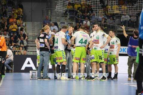 Time-out Goeppingen around Hartmut Mayerhoffer coach Goeppingen at the game Rhein Neckar Loewen vs Frisch Auf Goeppingen in the 1 Handball Bundesliga on 23 05 2019, Rhein Neckar Loewen vs Frisch auf Goeppingen, Handball, 1 Handball Bundesliga, 23 05 2019 Mannheim Copyright: xEIBNER MichaelxBermelx EP_eer