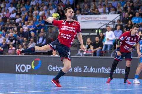 Stuttgart, Germany 23 May 2019 HBL 18 19 TVB 1898 Stuttgart vs SG Flensburg Handewitt Hampus Wanne Flensburg Stuttgart Porsche Arena Baden Württemberg Germany