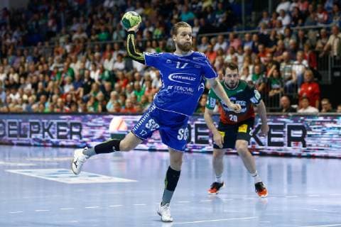 23 05 2019, xtgx, Handball DKB Bundesliga, SC Magdeburg VfL Gummersbach emspor, v l Marvin Sommer Gummersbach scores goal, goal scorer, scored goal, scores the goal GETEC Arena