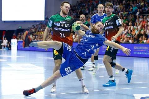 23 05 2019, xtgx, Handball DKB Bundesliga, SC Magdeburg VfL Gummersbach emspor, v l Moritz Preuss Gummersbach scores goal, goal scorer, scores goal, scores goal GETEC Arena