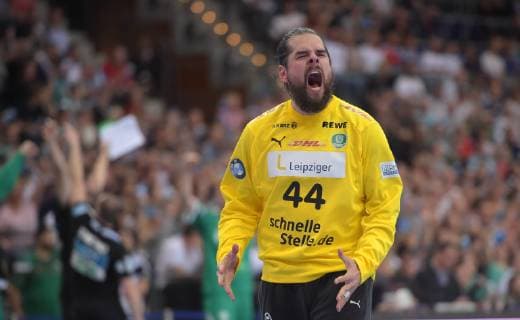 DHfK Goalkeeper Milos Putera cheering for SC DHfK Leipzig vs. HC Erlangen, Handball, 1 League, 23 05 19 SC DHfK Leipzig vs. HC Erlangen, Handball, 1 League, 23 05 19 Leipzig Copyright: xEIBNER ChristianxModlax EP_CMA