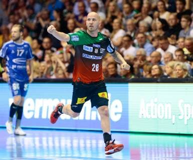 23 05 2019, xtgx, Handball DKB Bundesliga, SC Magdeburg VfL Gummersbach emspor, v l Robert Weber Magdeburg, 28 Jubel, Torjubel, jubilelt über das Tor, celebrate the goal, celebration GETEC Arena