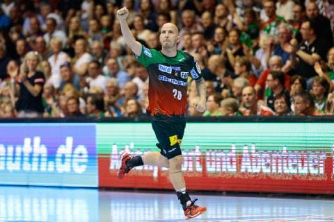 23 05 2019, xtgx, Handball DKB Bundesliga, SC Magdeburg VfL Gummersbach emspor, v l Robert Weber Magdeburg, 28 Jubel, Torjubel, jubilelt über das Tor, celebrate the goal, celebration GETEC Arena