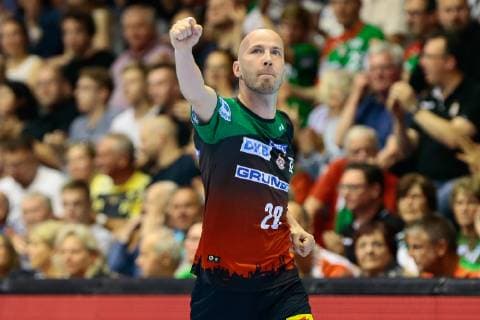 23 05 2019, xtgx, Handball DKB Bundesliga, SC Magdeburg VfL Gummersbach emspor, v l Robert Weber Magdeburg, 28 Jubel, Torjubel, jubilelt über das Tor, celebrate the goal, celebration GETEC Arena