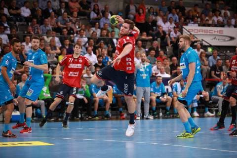 Litter by Johannes Golla SG Flensburg Handewitt TVB 1898 Stuttgart SG Flensburg Handewitt, DKB 1 Handball Bundesliga on 23 05 2019 Stuttgart Copyright: xEIBNER Benjamin_Laux EP_BLU