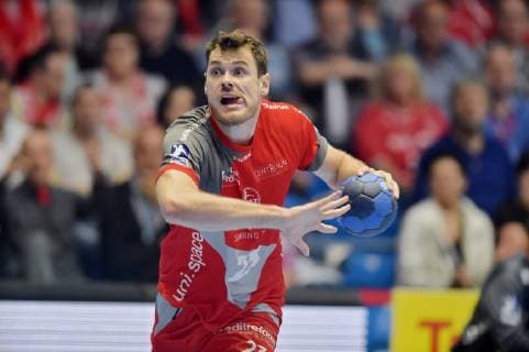 Simon Birkefeldt MT Melsungen at throw, GER, MT Melsungen TSV Hannover Burgdorf, Handball, 1 Bundesliga Men, 23 05 2019, GER, MT Melsungen TSV Hannover Burgdorf, Handball, 1 Liga Men, 23 05 2019 Kassel Copyright: xEIBNER RolandxSippelx EP_RSL