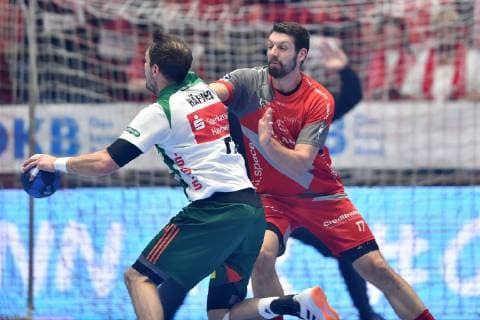 Kai Haefner Hannover Burgdorf on the Ball and Felix Danner MT Melsungen , GER, MT Melsungen TSV Hannover Burgdorf, Handball, 1 Bundesliga Maenner, 23 05 2019, GER, MT Melsungen TSV Hannover Burgdorf, Handball, 1 Liga Maenner, 23 05 2019 Kassel Copyright: xEIBNER RolandxSippelx EP_RSL