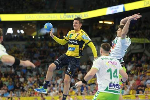 Andy Schmid Loewen at the game Rhein Neckar Loewen vs Frisch Auf Goeppingen in the 1 Handball Bundesliga on 23 05 2019, Rhein Neckar Loewen vs Frisch auf Goeppingen, Handball, 1 Handball Bundesliga, 23 05 2019 Mannheim Copyright: xEIBNER MichaelxBermelx EP_eer