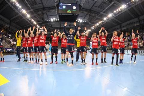 SG Flensburg Handewitt cheering after the end of the game TVB 1898 Stuttgart SG Flensburg Handewitt, DKB 1 Handball Bundesliga on 23 05 2019 Stuttgart Copyright: xEIBNER Benjamin_Laux EP_BLU