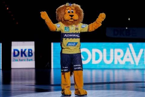 Lion Conny Mascotchen, RNL , Freisteller, Ganzkörper, Einzelbild, Action, Action, macht Stimmung vor dem Spiel, 23 05 2019, Mannheim, Handball, DKB Bundesliga, Rhein Neckar Löwen FRISCH AUF Göppingen xozx