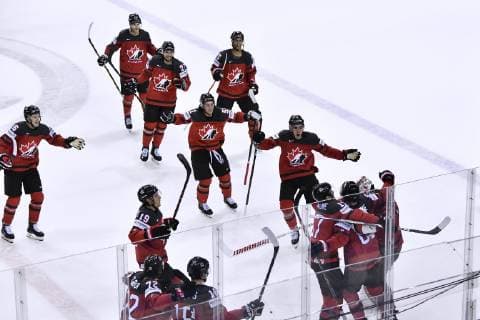 STONE Mark Team Canada goal in extra time by STONE Mark Ice Hockey World Championships 2019 in Slovakia Quarterfinals match KAN SUI on 23 May 2019 in Kosice