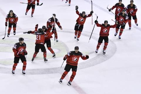 STONE Mark Team Canada goal in extra time by STONE Mark Ice Hockey World Championships 2019 in Slovakia Quarterfinals match KAN SUI on 23 May 2019 in Kosice