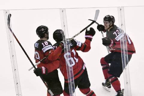 STONE Mark Team Canada goal in extra time by STONE Mark Ice Hockey World Championships 2019 in Slovakia Quarterfinals match KAN SUI on 23 May 2019 in Kosice