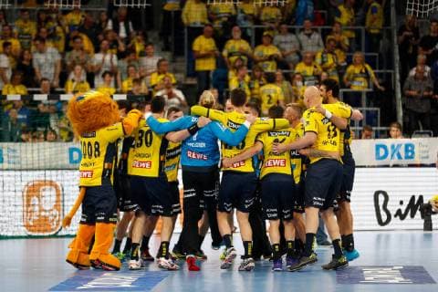 Rhein Neckar Loewen Goeppingen Mannheim, Germany 23 May 2019 Handball Bundesliga 31 Matchday, in the SAP Arena The Rhein Neckar Loewen before the match