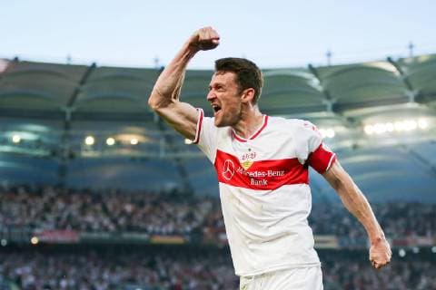 Christian Gentner VfB Stuttgart celebrates his goal for the 1 0 DFB regulations prohibit any use of photographs as image sequences and or quasi video GER, Football, 1 Bundesliga Relegation, VfB Stuttgart Union Berlin, 20 04 2019 Stuttgart Copyright: xEIBNER TomxWellerx EP_EER