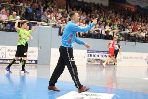 Mark Ferjan TV Emsdetten 1 cheers after Parade, TV Emsdetten vs. HBW Balingen Weilstetten, Handball, 2 Bundesliga, 24 05 2019, TV Emsdetten vs. HBW Balingen Weilstetten, Handball, 2 Bundesliga, 24 05 2019 Emsdetten Copyright: xEIBNER JanxStrohdiekx EP_JSK