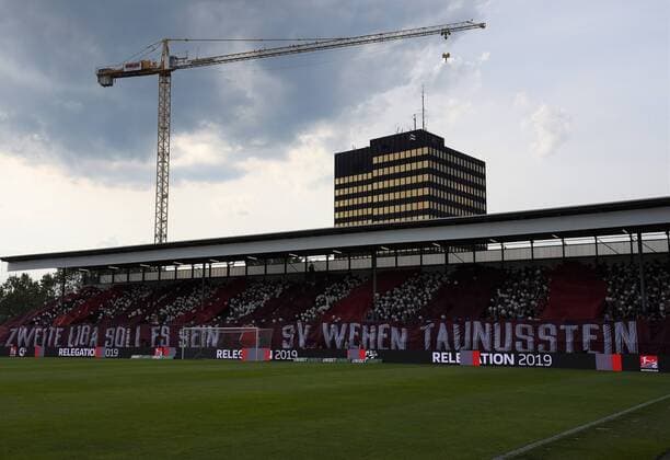24 05 2019 Wiesbaden, Brita Arena Season 2018 2019, 2 Bundesliga, Relegation SV Wehen Wiesbaden vs. FC Ingolstadt The fans remember the beginning of Wehen Wiesbaden Wehen Taunusstein and want to emspor in the second Liega, DFL regulations prohibit any use of photographs as image sequences and or quasi video