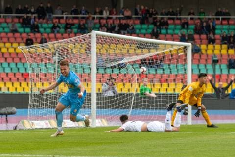 Soccer Berlin 25 05 2019 Final at AOK Landespokal Berlin 2018 2019 Tennis Borussia Berlin white FC Viktoria 1889 Berlin blue Jubilation after the goal to 0 1 by Rafael Brand