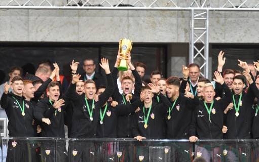 DFB Cup Final 2019 of the A Juniors The cup winner VFB Stuttgart with the cup DFB REGULATIONS PROHIBIT ANY USE OF PHOTOGRAPHS AS IMAGE SEQUENCES AND OR QUASI VIDEO HM