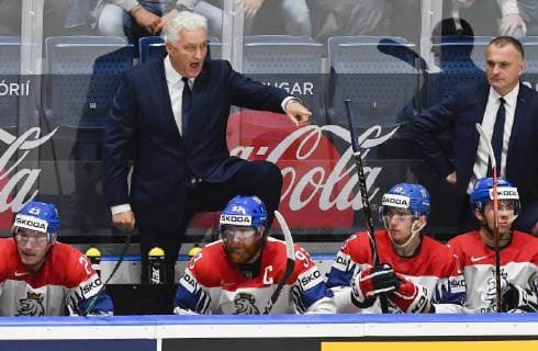 Czech head coach MILOS RIHA and his assistant ROBERT REICHEL (right) in action during the Ice hockey, Eishockey World Championships semifinal match between Czech Republic and Canada in Bratislava, Slovakia, Saturday, May 25, 2019. (CTKxPhoto VitxSimanek) CTKPhotoP201905250637901  VIS 007