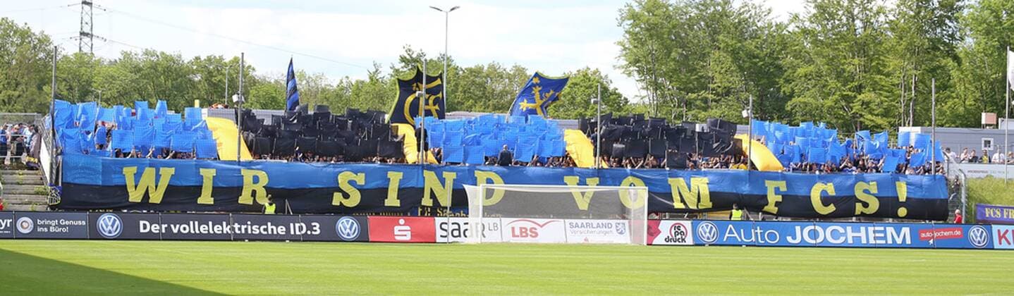 25 05 2019, xmohx, Football Saarlandpokal Final , SV Elversberg 1 FC Saarbruecken emspor, v l The fans of 1 FC Saarbrücken with a choreography DFL DFB REGULATIONS PROHIBIT ANY USE OF PHOTOGRAPHS as IMAGE SEQUENCES and or QUASI VIDEO Elversberg