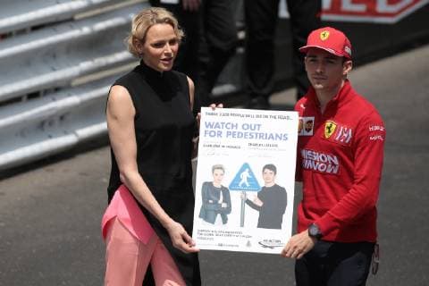 Photo4 LaPresse 26 05 2019 Monte Carlo, Monaco Grand Prix Formula One Monaco 2019 In the pic: S.A.S La Princesse Charlene De Monaco and Charles Leclerc (MON) Scuderia Ferrari SF90  Copyright: xPhoto4 LaPressex