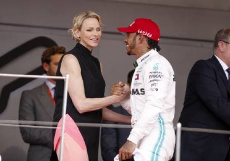 Motorsports: FIA Formula One World Championship, WM, Weltmeisterschaft 2019, Grand Prix of Monaco, Princess Charlene of Monaco, 44 Lewis Hamilton (GBR, Mercedes AMG Petronas Motorsport), Monte Carlo Monaco