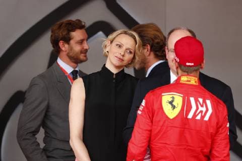 Motorsports: FIA Formula One World Championship, WM, Weltmeisterschaft 2019, Grand Prix of Monaco, Princess Charlene of Monaco and Prince Albert II of Monaco, 5 Sebastian Vettel (GER, Scuderia Ferrari Mission Winnow), Monte Carlo Monaco
